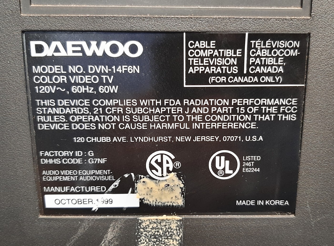 Daewoo DVN-14F6N | CRT Database